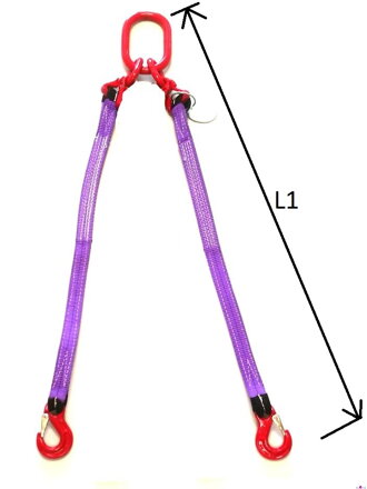 Zvedací plochý pás dvoupramenný s okem a háky 1400kg HBG2-010-LHO