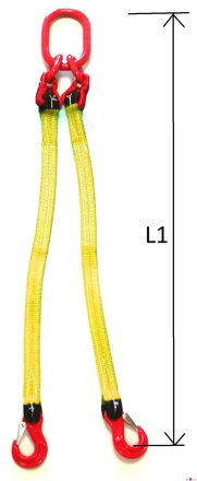 Zvedací plochý pás dvoupramenný s okem a háky 4200kg HBG2-030-LHO