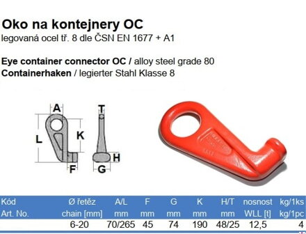 Kontejnerový hák - 12500