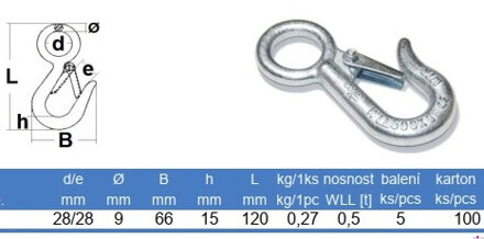 karabinový hák VE25/35-KH-00500