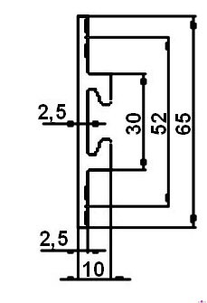  Upevňovací lišta podlahová ALS-P 65x10mm