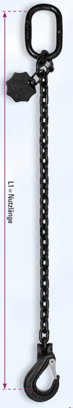 Černý zvedací řetěz oko-hák AK1-B-08-8-LHG
