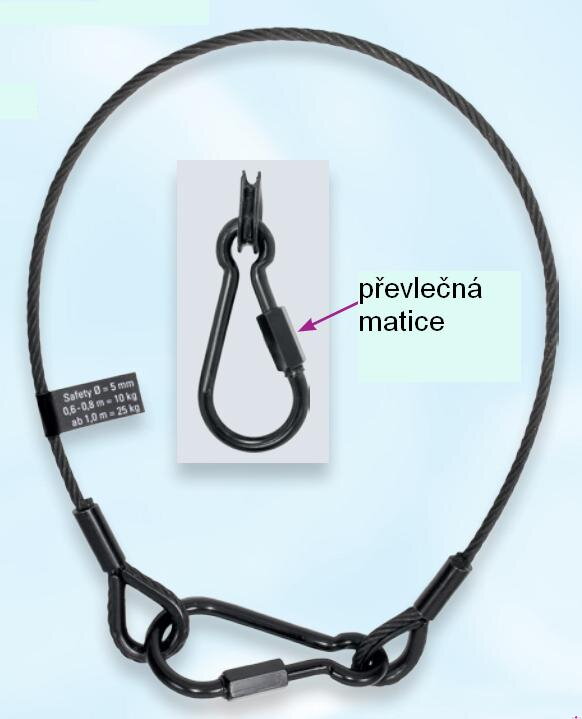 Jistící lanko s karabinou SAFETY-04-B-FWK Jistící lanko s karabinou SAFETY-04-B-FWK